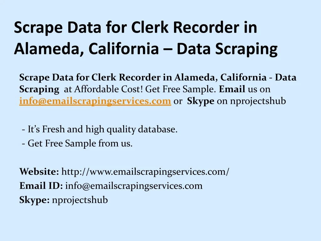 scrape data for clerk recorder in alameda california data scraping