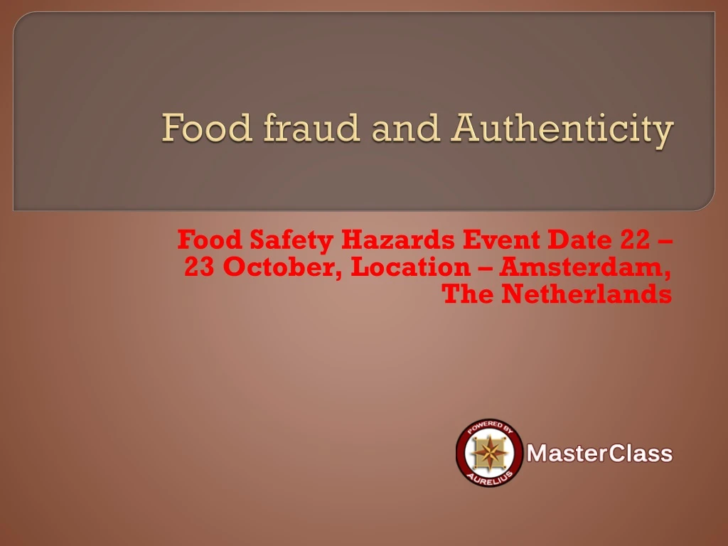 food fraud and authenticity