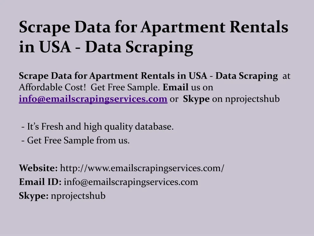 scrape data for apartment rentals in usa data scraping
