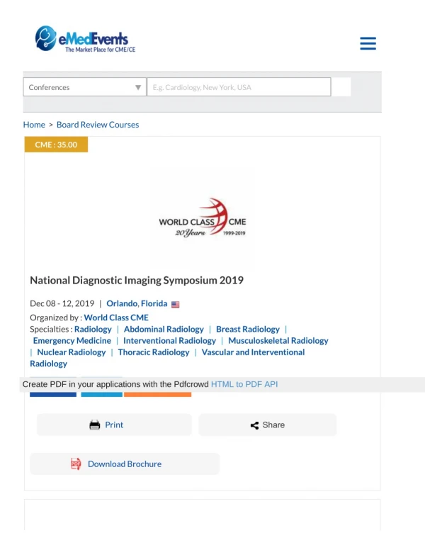 National Diagnostic Imaging Symposium 2019 Florida,USA