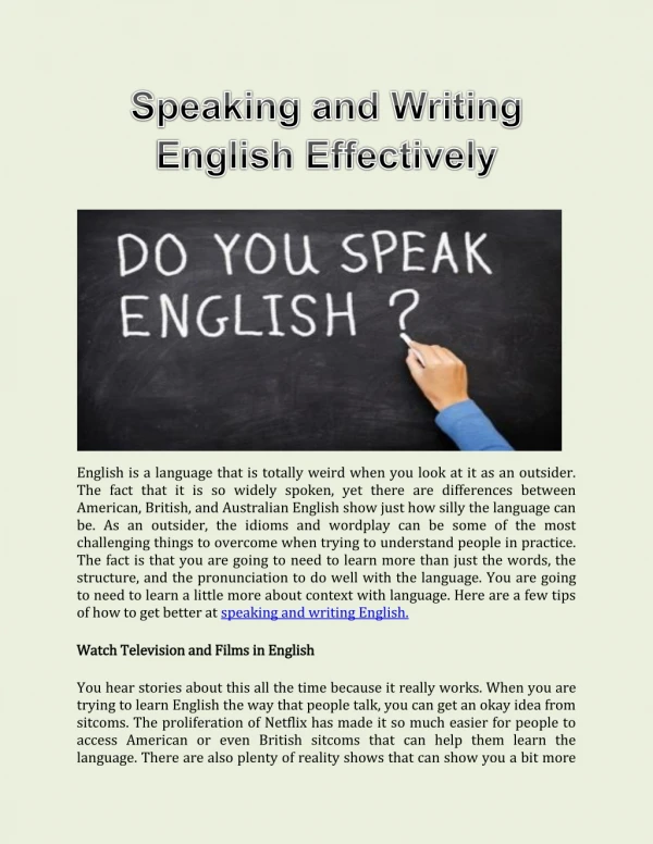 Speaking and Writing English Effectively