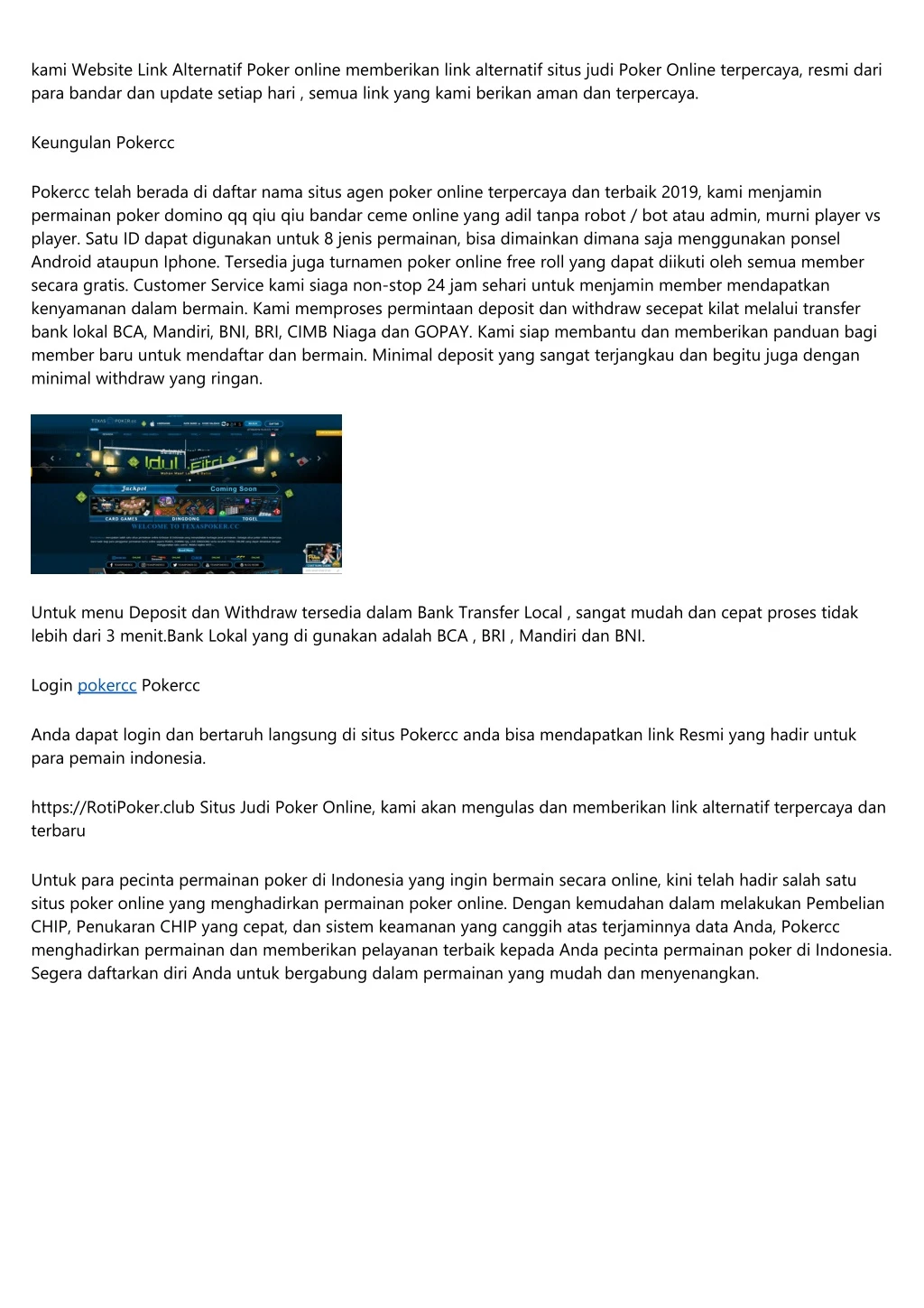 kami website link alternatif poker online