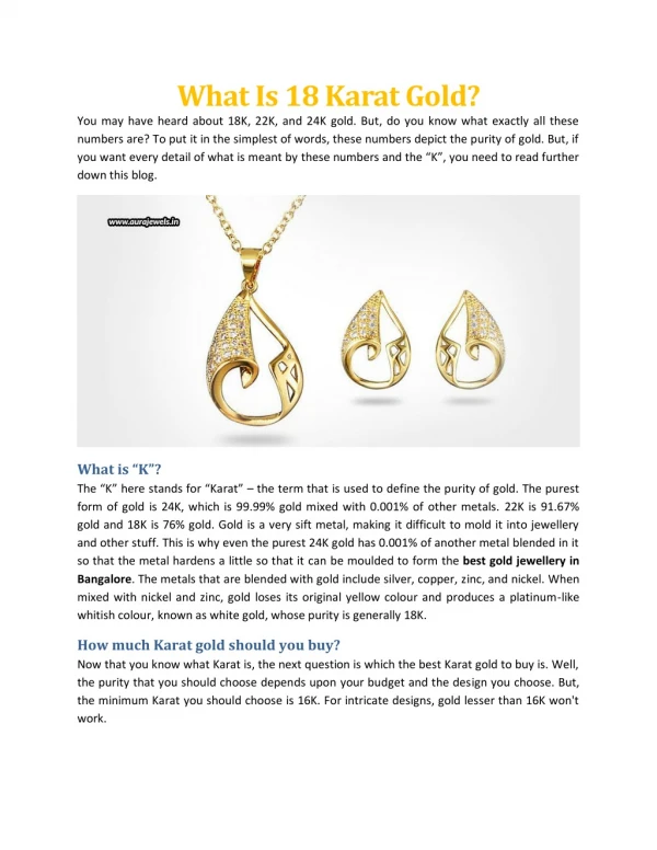 What Is 18 Karat Gold - Aura Jewels