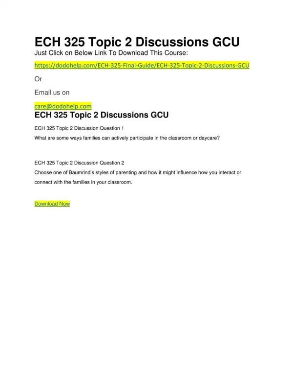 ECH 325 Topic 2 Discussions GCU