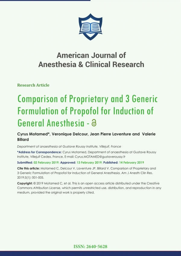 American Journal of Anesthesia & Clinical Research