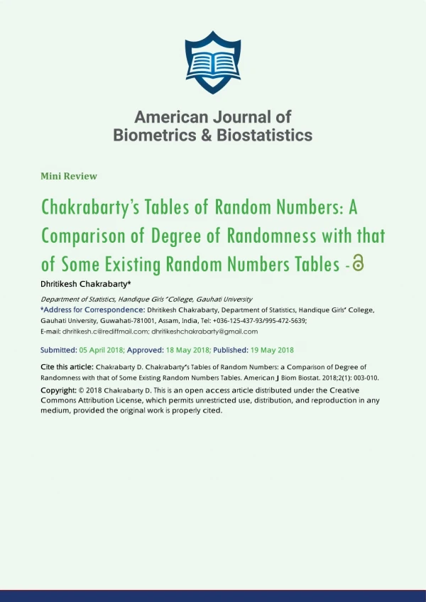 American Journal of Biometrics & Biostatistics