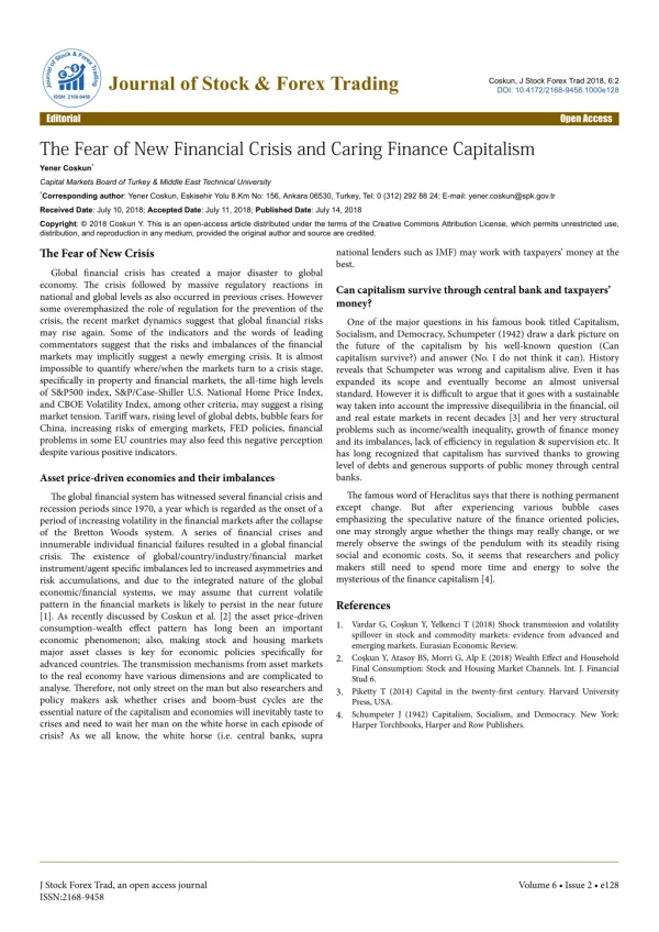 The Fear of New Financial Crisis and Caring Finance Capitalism