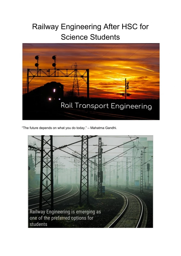Railway Engineering After HSC for Science Students - SPSU University