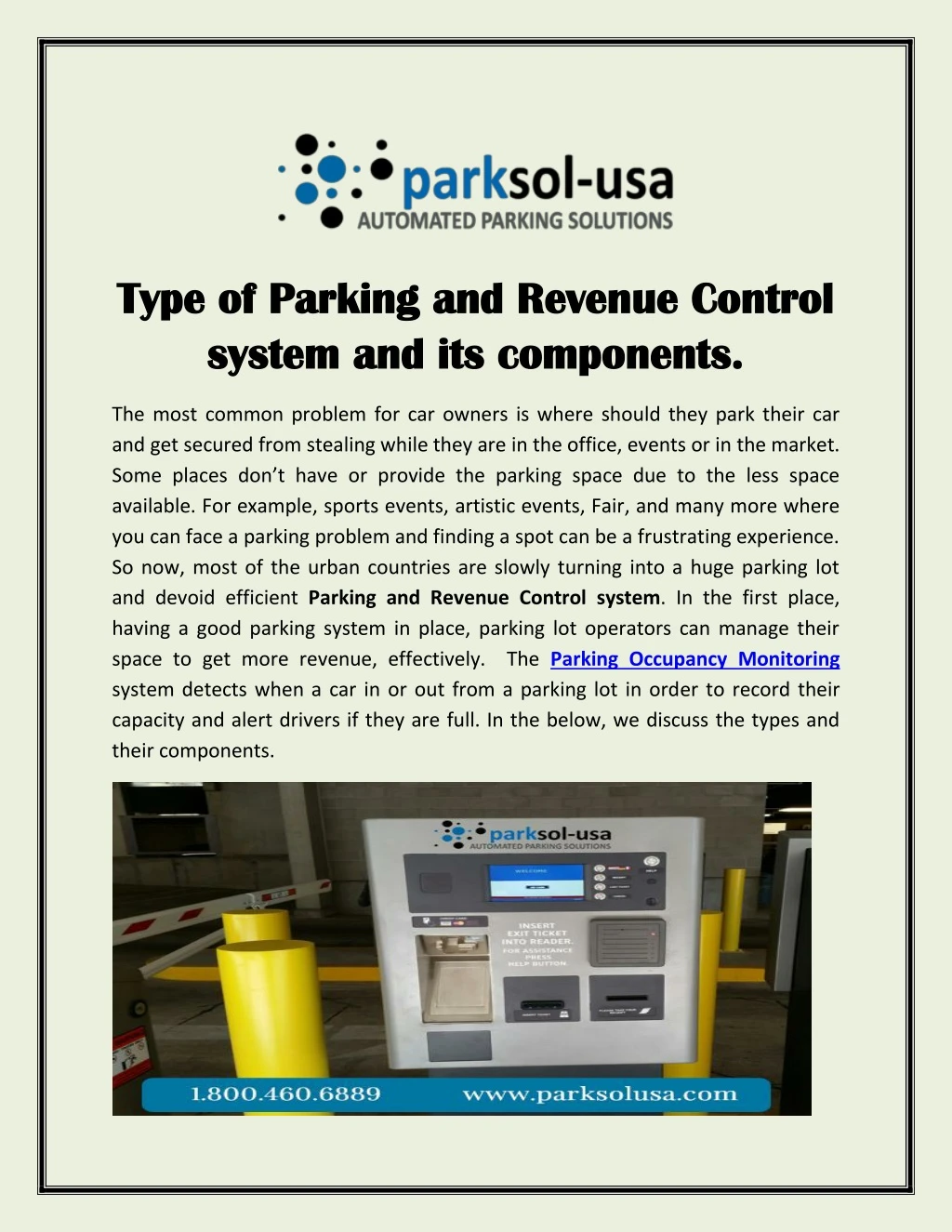 type of parking and revenue control type