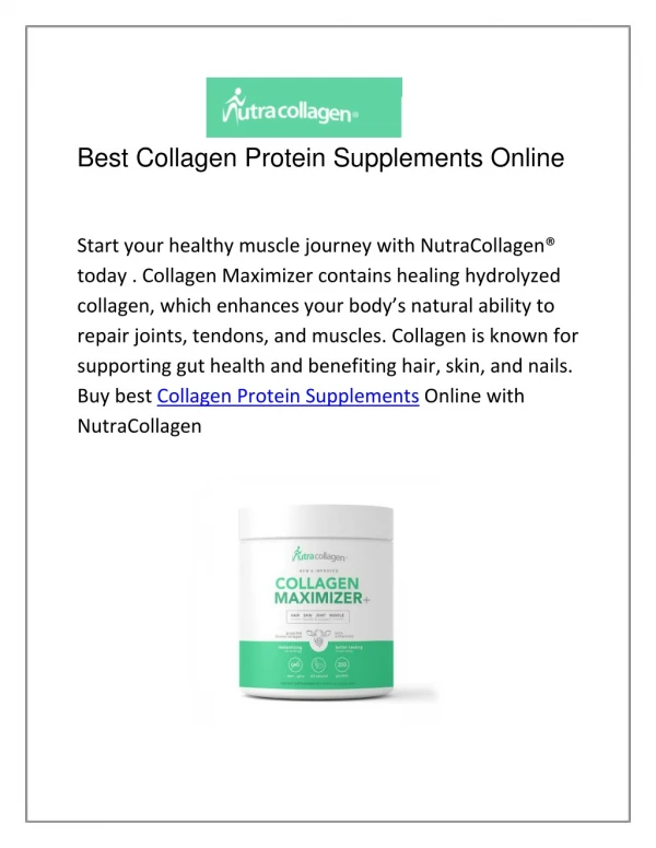 Buy Best Collagen Protein Supplements Online