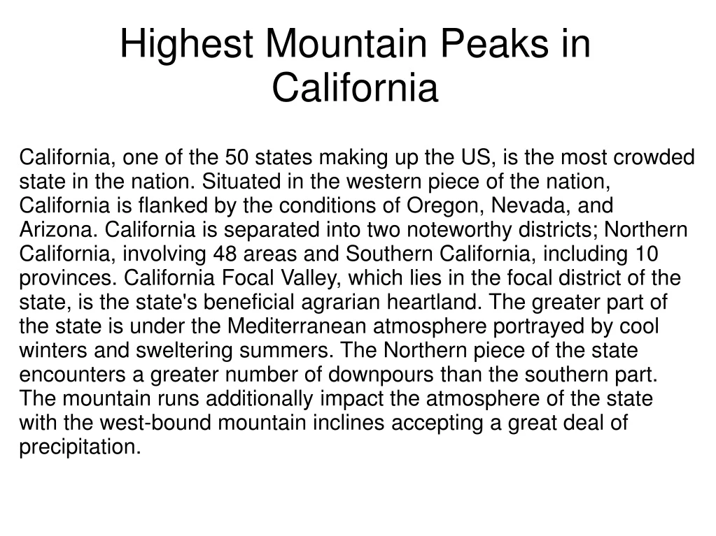 highest mountain peaks in california