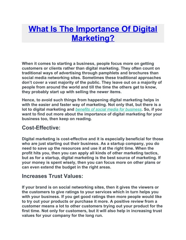 what is the importance of digital marketing