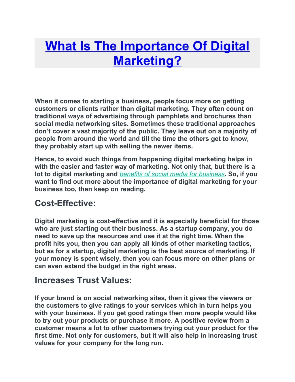 what is the importance of digital marketing