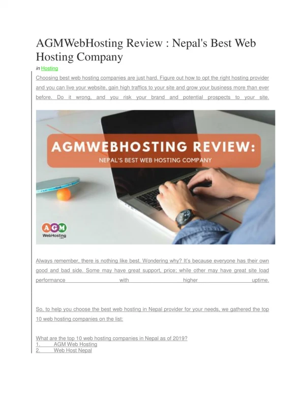 AGMWebHosting Review : Nepal's Best Web Hosting Company