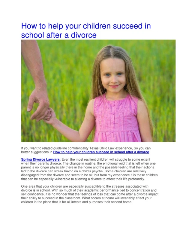 How to help your children succeed in school after a divorce