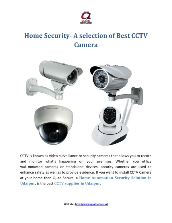 Home Security- A selection of Best CCTV Camera