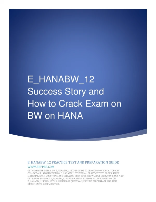 E_HANABW_12 Success Story and How to Crack Exam on BW on HANA