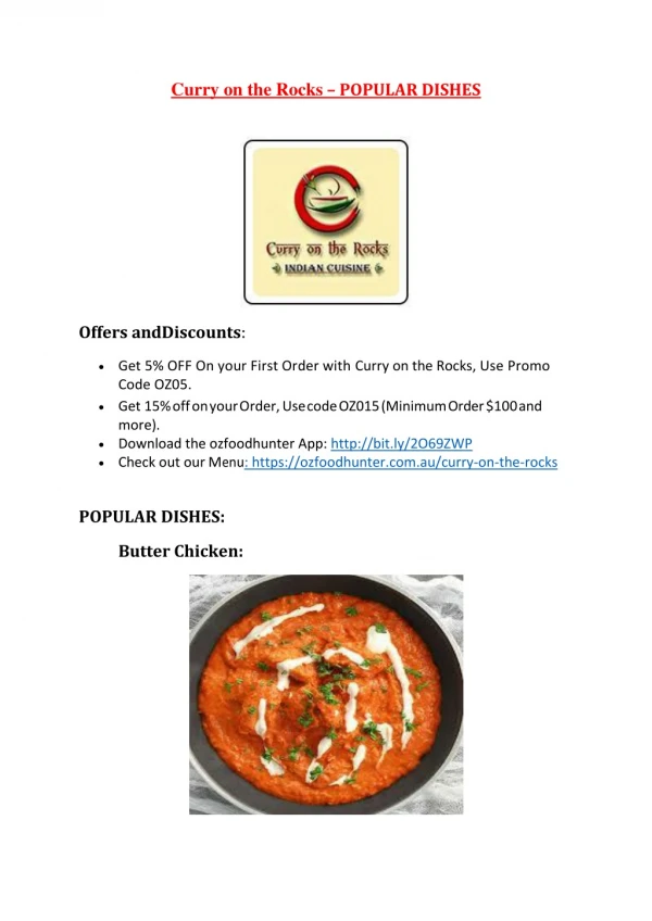 15% Off - Curry on the Rocks-Two Rocks - Order Food Online