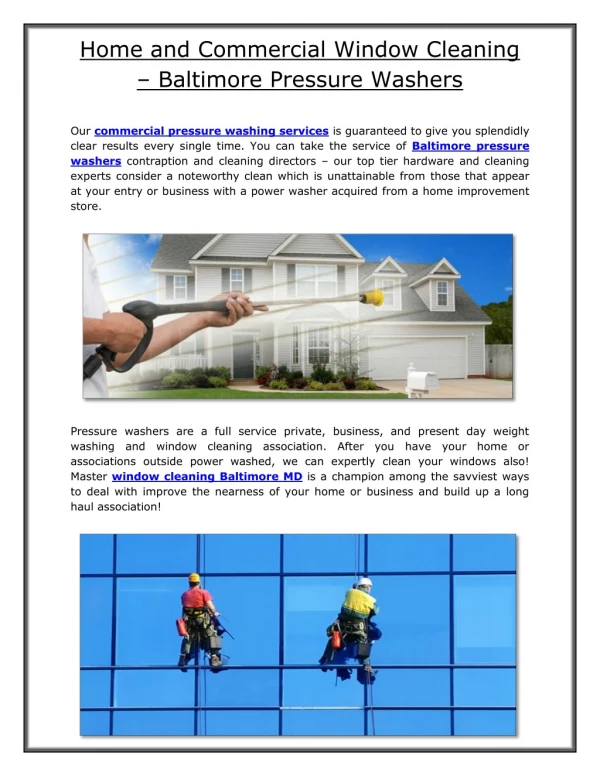 Home and Commercial Window Cleaning – Baltimore Pressure Washers