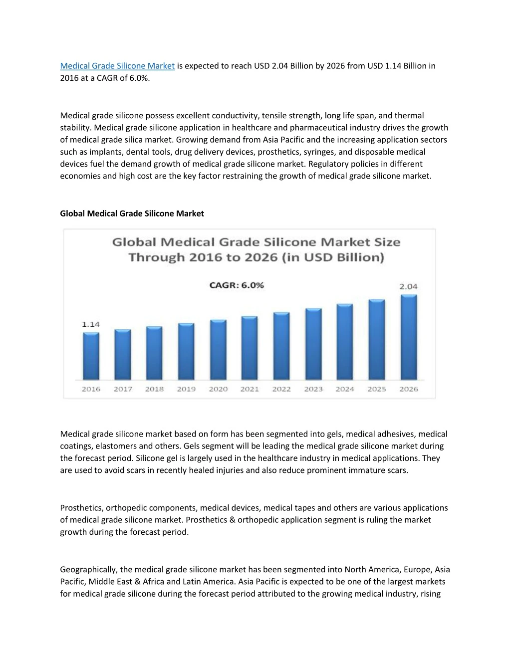 medical grade silicone market is expected