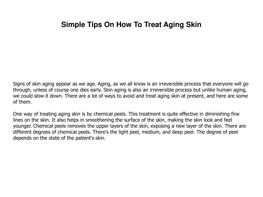 simple tips on how to treat aging skin