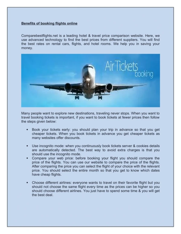 Buy Cheap international air tickets- Comparebestflight