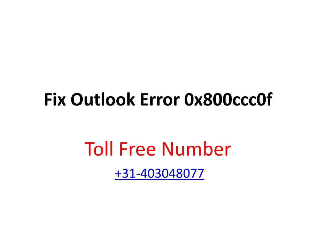 fix outlook error 0x800ccc0f