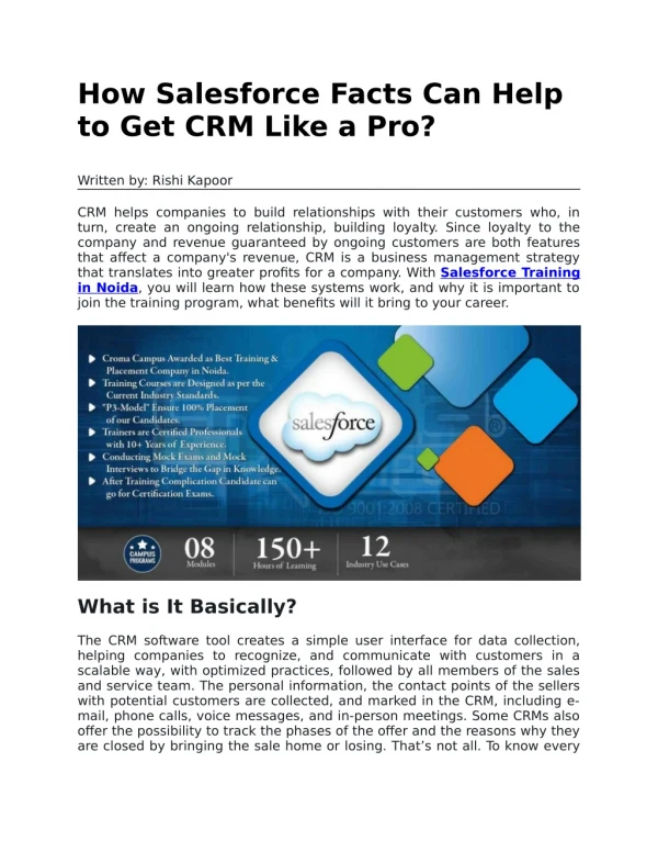 How salesforce facts can help to get CRM like a pro?