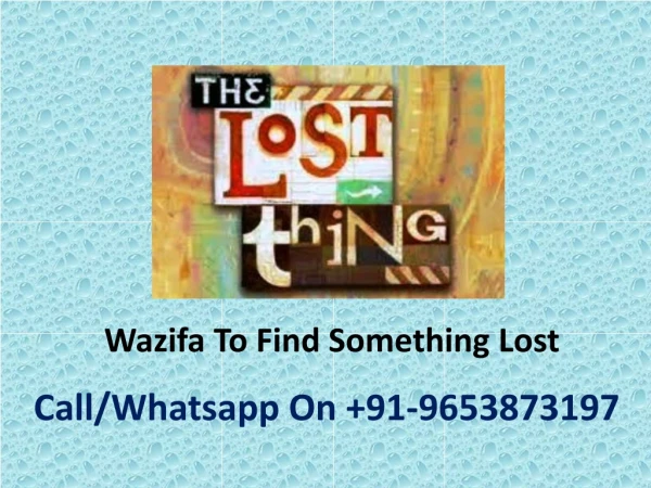 Wazifa To Find Something Lost