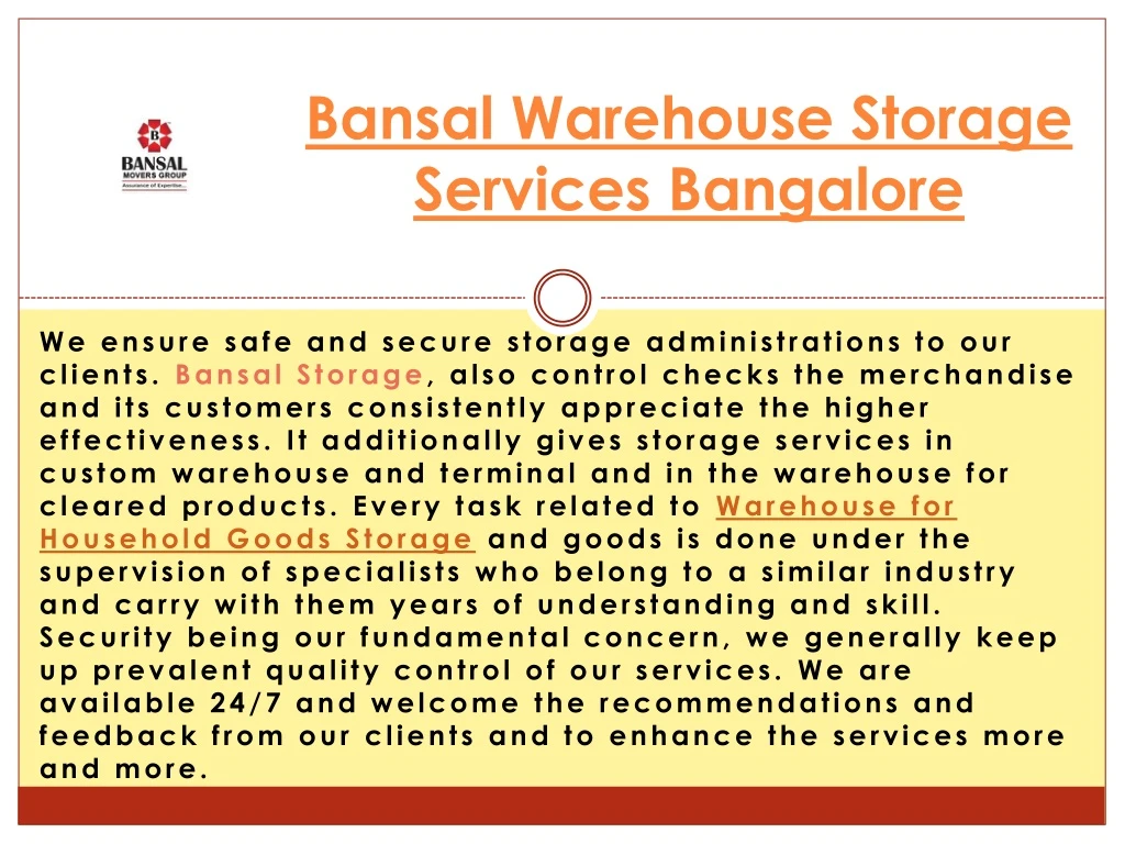 bansal warehouse storage services bangalore