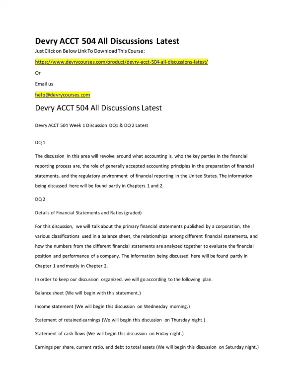 devry acct 504 all discussions latest just click