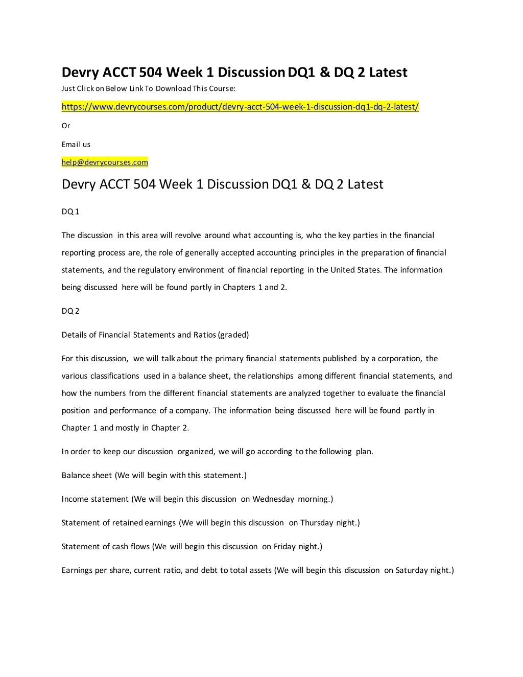 devry acct 504 week 1 discussion dq1 dq 2 latest