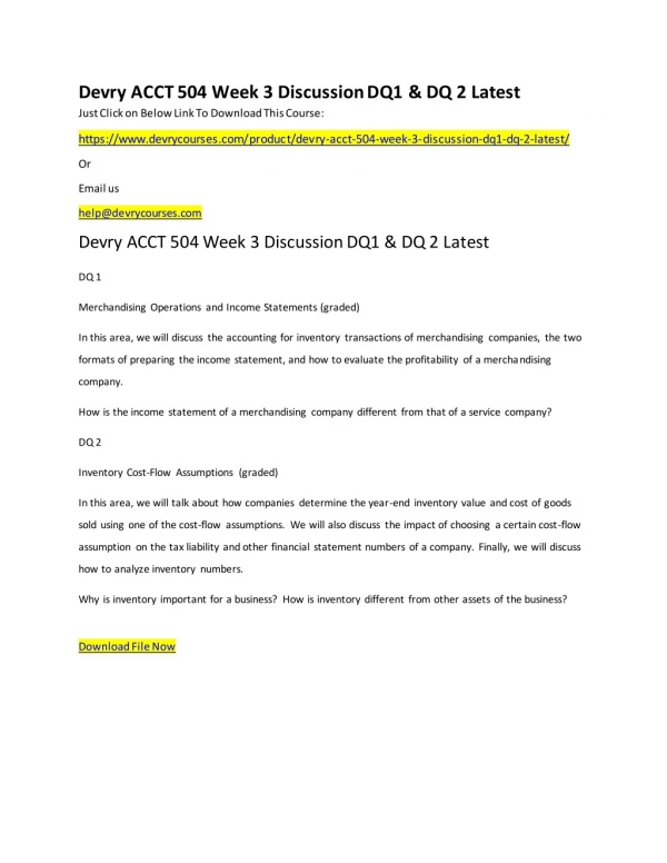 devry acct 504 week 3 discussion dq1 dq 2 latest