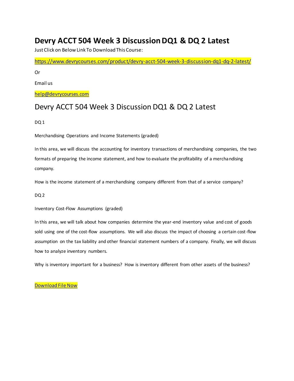devry acct 504 week 3 discussion dq1 dq 2 latest