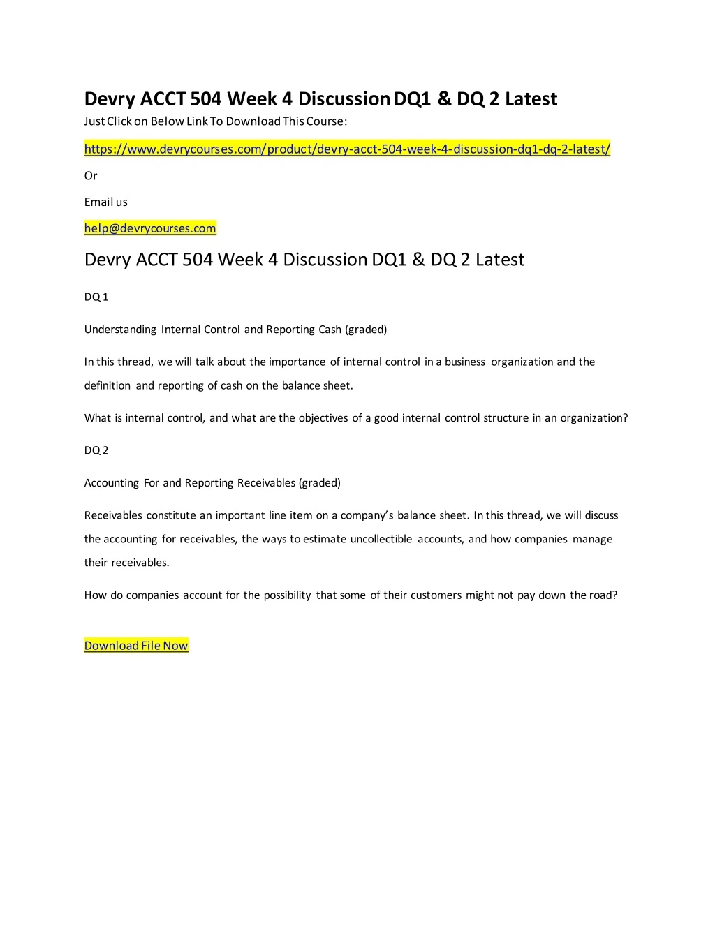 devry acct 504 week 4 discussion dq1 dq 2 latest
