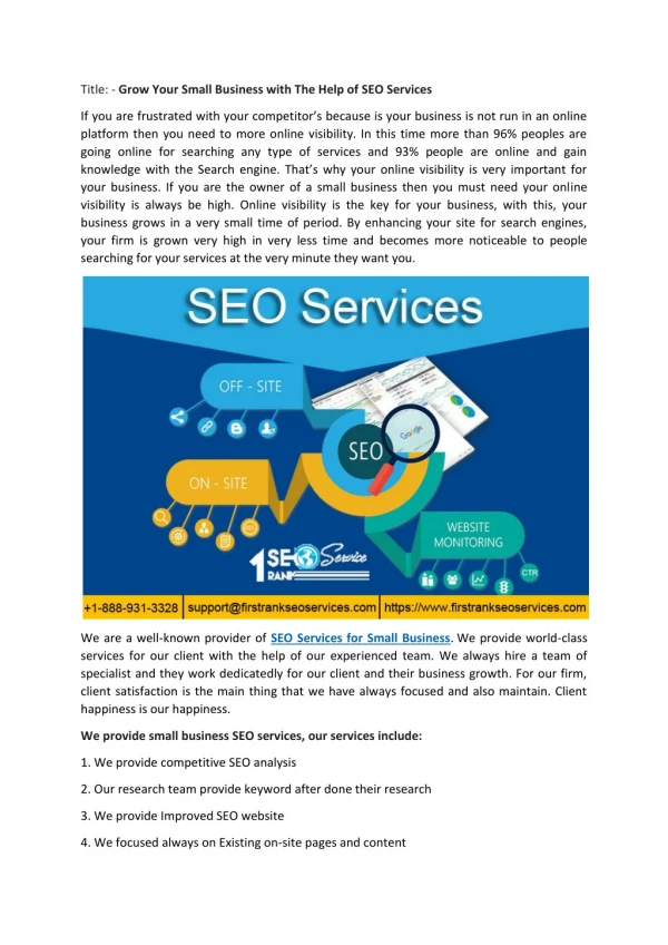 Grow Your Small Business with The Help of SEO Services