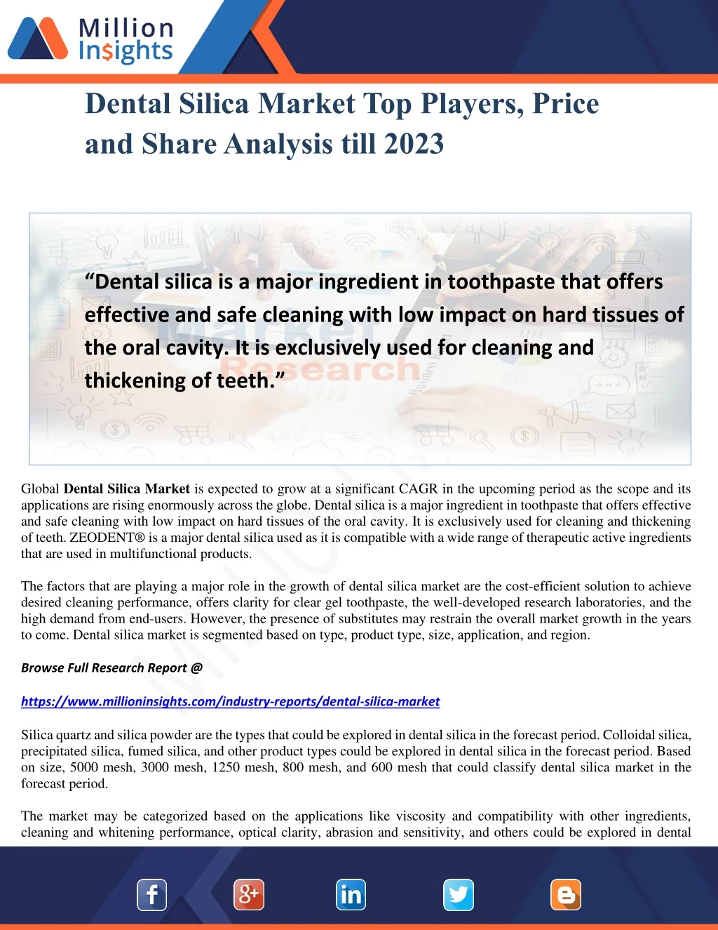 dental silica market top players price and share