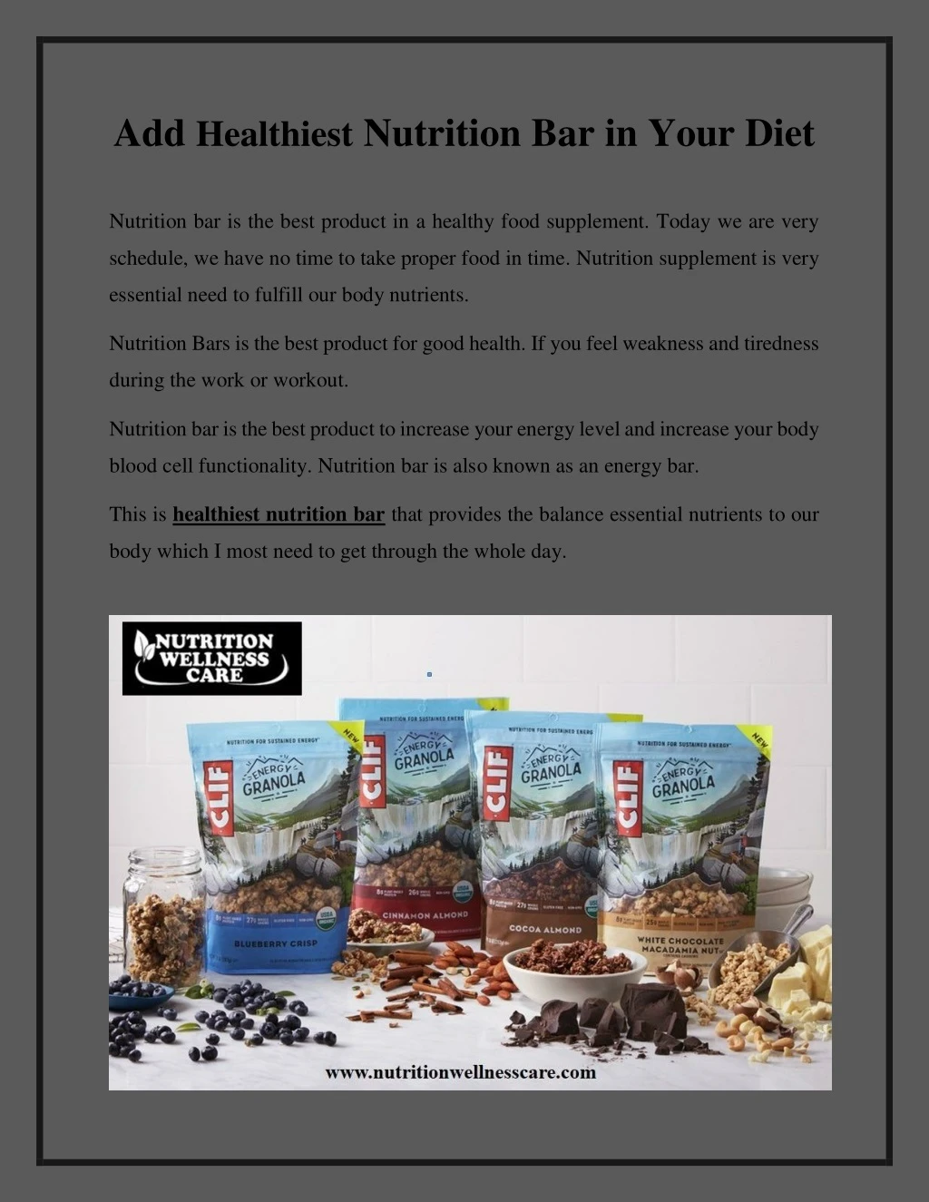 add healthiest nutrition bar in your diet