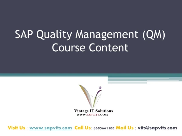 SAP QM Module PPT | SAP QM PPT