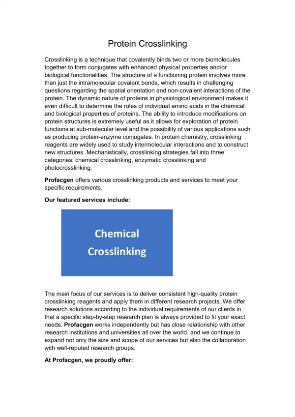 Protein Crosslinking