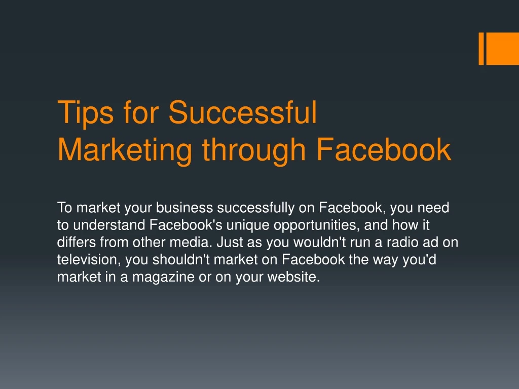 tips for successful marketing through facebook