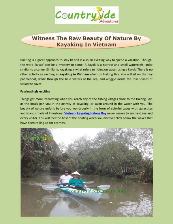 Witness The Raw Beauty Of Nature By Kayaking In Vietnam
