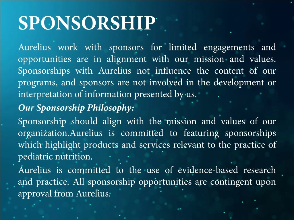 sponsorship aurelius work with sponsors