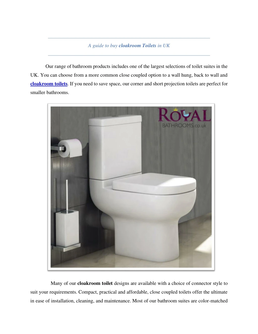a guide to buy cloakroom toilets in uk