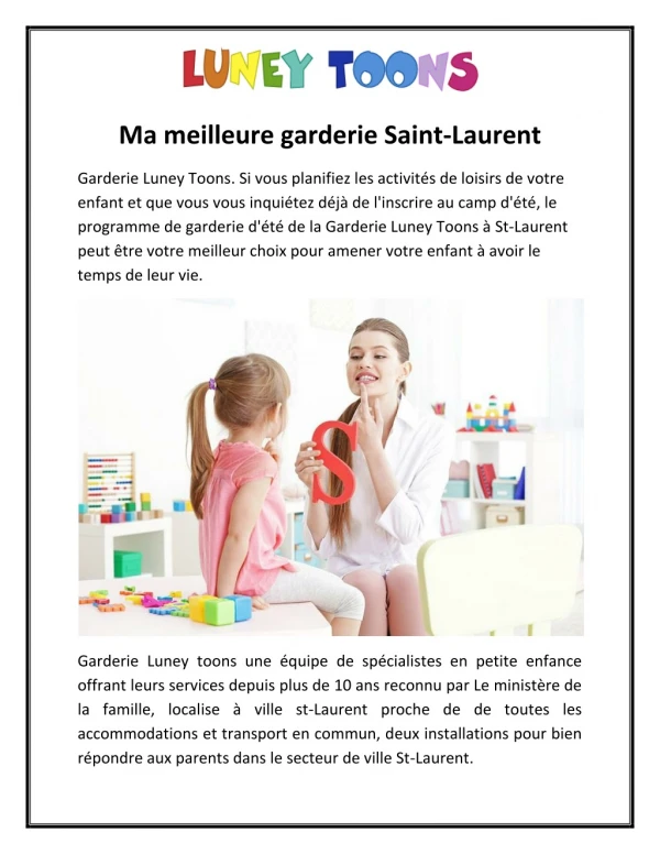 Ma meilleure garderie Saint-Laurent