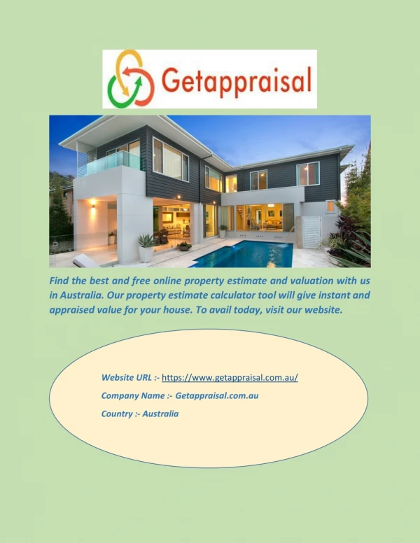 Instant Home Value Australia - Getappraisal.com.au
