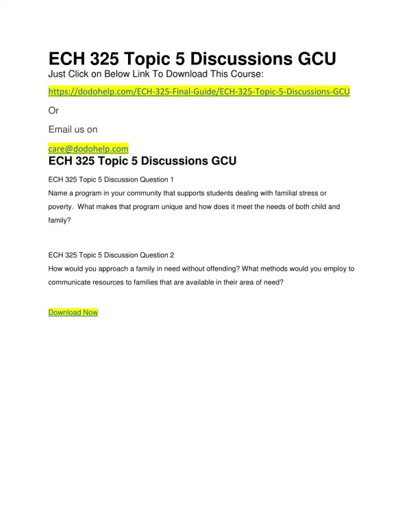 ECH 325 Topic 5 Discussions GCU