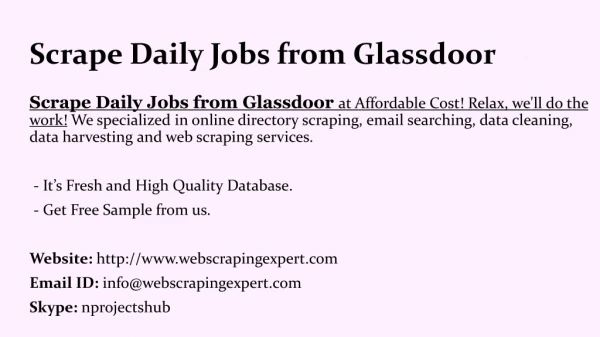 Scrape Daily Jobs from Glassdoor