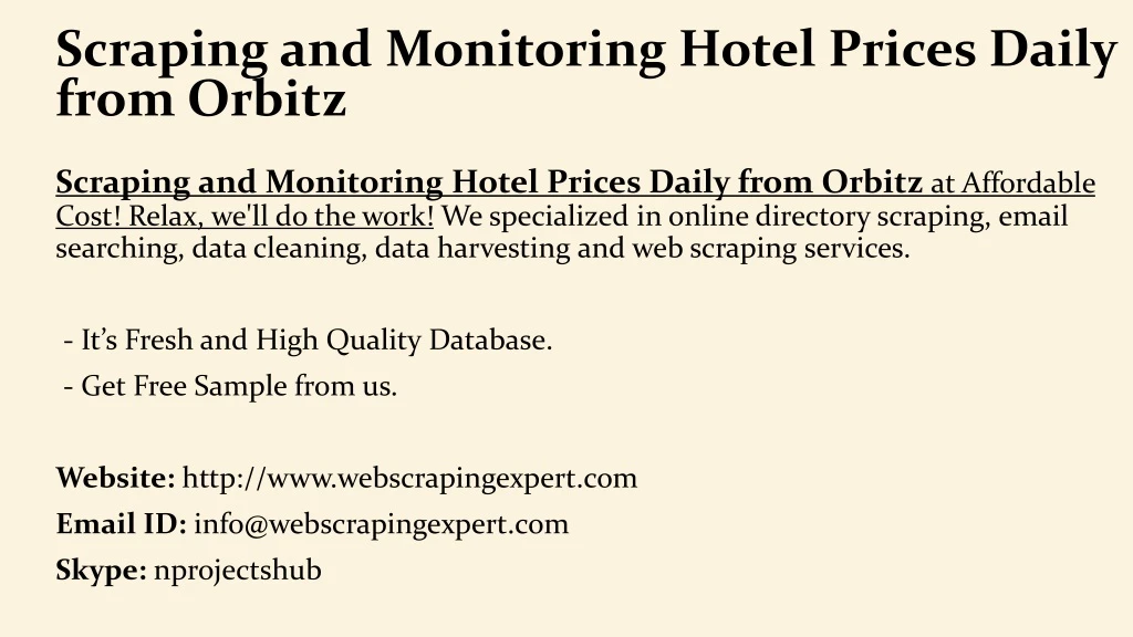 scraping and monitoring hotel prices daily from orbitz