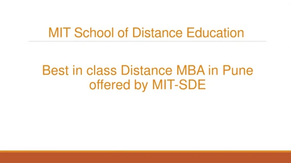 Best in class Distance MBA in Pune offered by MITSDE
